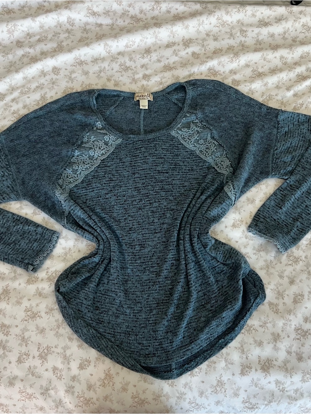 Grunge Blue Grey Long Sleeve